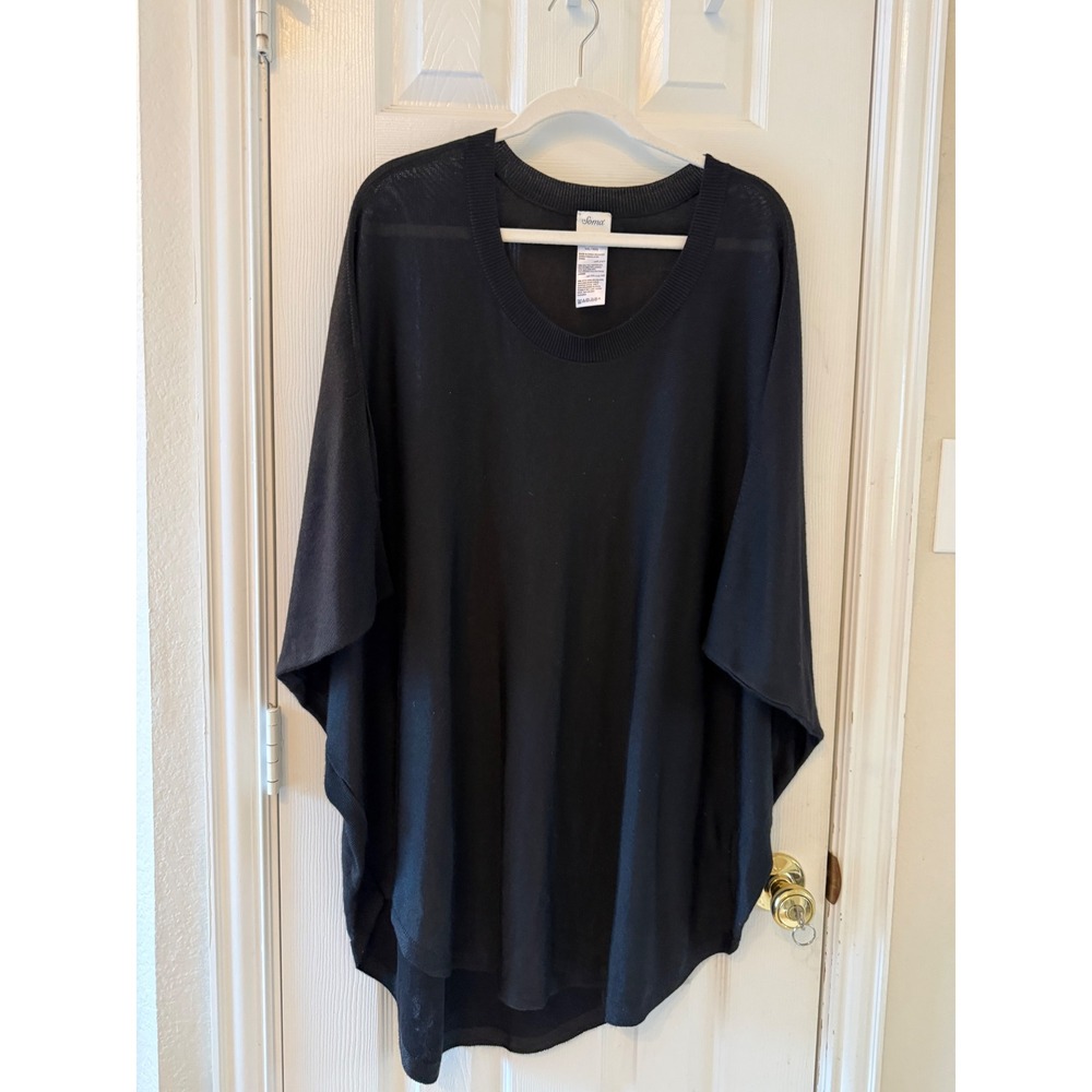 Soma Black Sheer Dolman Sleeve Top Flowy Lightweight Women's XXL